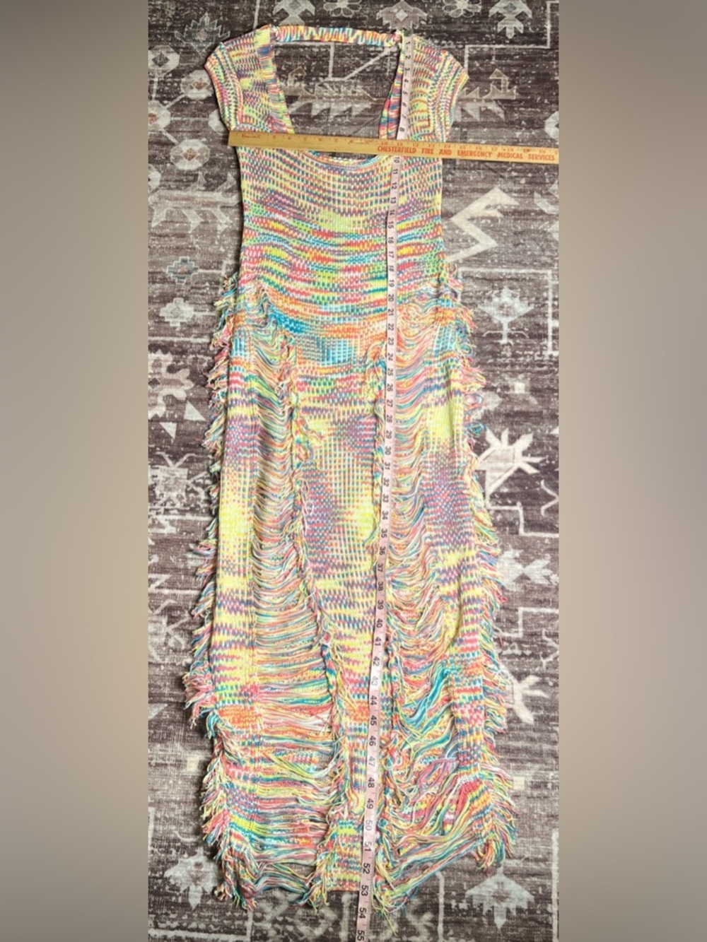 Fashion Nova Women’s Nessa Knit Open Back Maxi Dress W/Cap Sleeve & Fringe|Sz:L - Picture 9 of 16